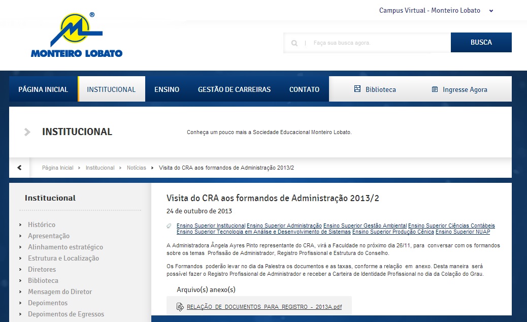 Visita CRA aos fomandos de Administração